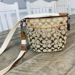 Coach Signature Jacquard Crossbody Bag Metallic Gold/Bronze